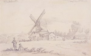 ブラックヒース、グリニッジ、ロンドン、1833年の風車のある風車の眺め 作： George Shepheard