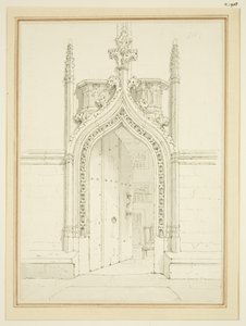 セント・メアリー・レッドクリフ修道院のドアウェイ 1812年頃 （鉛筆・水彩・紙 作： George Shepherd