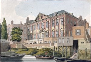 テムズ川からの魚屋ホール、ロンドン、c1810 作： George Shepherd
