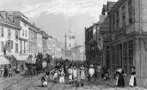 ケント州ダートフォードの市場の日、1830年頃、ヘンリーアダードによって彫刻