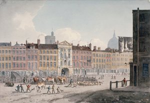 スミスフィールド マーケット、ロンドン市、1810 年。 作： George Shepherd