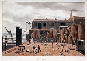 スティールヤード ワーフの眺め、ロンドン、1811 年 作： George Shepherd