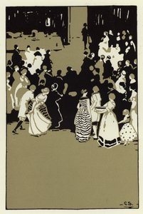 この夜はいつも大騒ぎで、ごちそうを食べていました（カラーリトグラフ）。 作： George Sheringham
