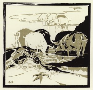 砂の上で豚が鳴いていた（カラーリトグラフ 作： George Sheringham