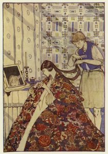 そして、妹に良い服を着せ、髪を洗って梳かした（カラーリトグラフ）。 作： George Sheringham