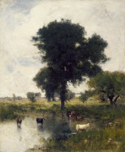 プールの牛（夏の風景）、1880 作： George Snr. Inness