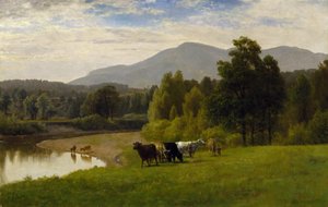 牧草地、1867（ボード上の紙に油彩） 作： George Snr. Inness