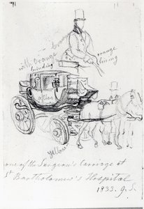 1833年、ロンドンのセントバーソロミュー病院の外科医の馬車