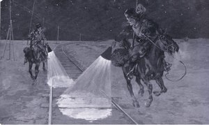 満州鉄道：夜間巡回、カッセルの日露戦争の歴史Vol。1、1900年頃のイラスト 作： George Soper