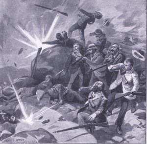 ベルゲンダールでのヨハネスブルグ警察の最後のスタンド、プレトリア後のイラスト：ゲリラ戦争、1902