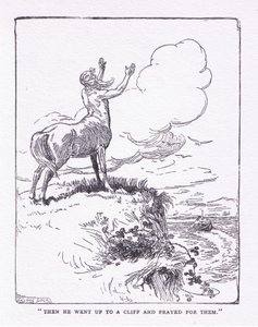 その後、彼女は崖の上に行き、彼らのために祈りを捧げました。 作： George Soper