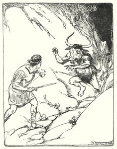 テーセウスは「こんなに奇妙な獣は見たことがない」（リトグラフ 作： George Soper