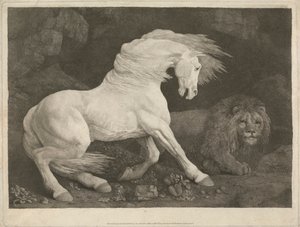 Um cavalo assustado por um leão 作： George Stubbs