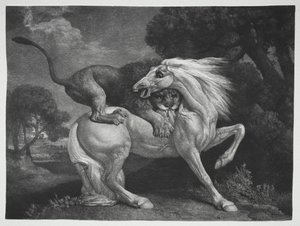 ライオンに襲われる馬 作： George Stubbs
