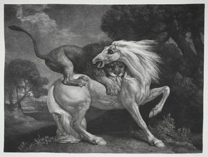 ライオンに襲われた馬、1788年。 作： George Stubbs