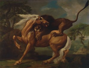 馬を攻撃するライオン 作： George Stubbs
