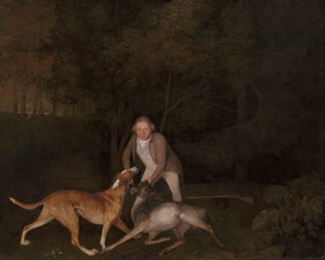 Freeman, Earl of Clarendonin riistanvartija, kuolevan hirven ja koiran kanssa 作： George Stubbs