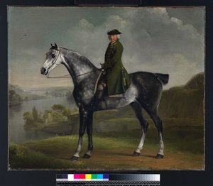 ジョセフスミスエスクァイア、ノーサンプトンシャー、ウィットベリーベリーフォレスト中尉、ダップルグレイホース、c.1762-64 作： George Stubbs