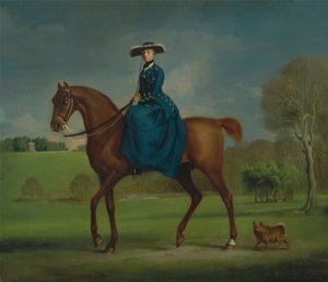 チャールトン・ハントの衣装を着たコニングスビー伯爵夫人 作： George Stubbs
