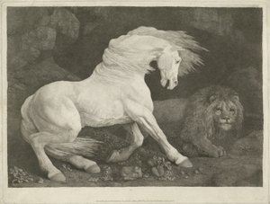馬とライオン、1770（メゾチント） 作： George Townley Stubbs