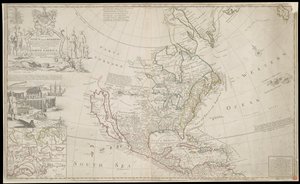 北米地図、1720年頃（エングレーヴィング） 作： George Vertue