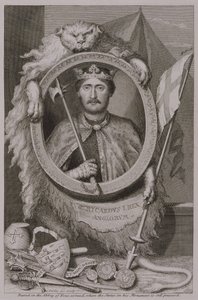 リチャード1世「クール・ド・ライオン」（1157-99） 1189年からイングランド王に就任 フォントヴローの彼の記念碑にある肖像画より（彫刻作品 作： George Vertue