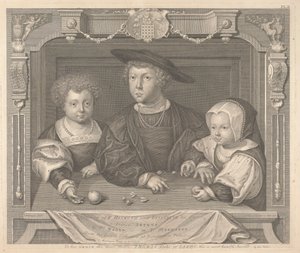 ヘンリー7世とエリザベス女王の3人の子供、アーサー王子、ヘンリー王子、マーガレット王女 作： George Vertue