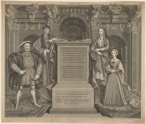 ホワイトホール宮殿のヘンリー 7 世とヘンリー 8 世の家族 作： George Vertue after Hans Holbein the Younger