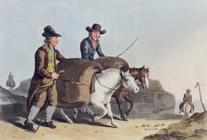ロバートハヴェル（1769-1832）1814によって刻まれた「コスチュームオブヨークシャー」から布を市場に出す布メーカー 作： George Walker
