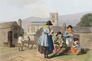 ウェンズリーデールの編み物、ロバートハヴェル（1769-1832）1814年に彫刻された「コスチュームオブヨークシャー」から 作： George Walker