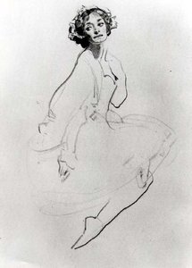 バレエダンサーの習作、1911年頃（紙にチョーク）（モノクロ写真） 作： George Washington Lambert