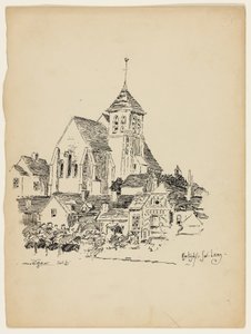Montigny-Sur-Loing、フランス、旅行スケッチの教会 作： George Washington Maher