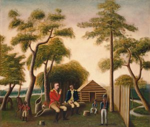 サツマイモで英国将校をごちそうするマリオン、1848年。 作： George Washington Mark