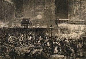 選挙の夜タイムズスクエア、1906年。 作： George Wesley Bellows