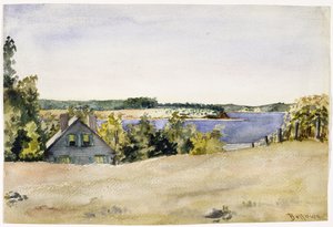 1899年、サグハーバーのガーディナーズベイ（紙に水彩） 作： George Wesley Bellows