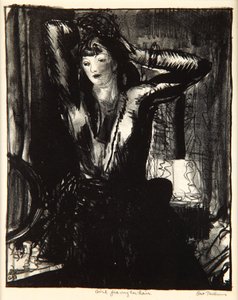 彼女の髪を修正する女の子、1923年から24年 作： George Wesley Bellows