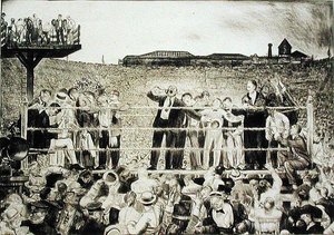 ジョルジュ・カーペンティア（1894-1975）の紹介：デンプシーとカーペンティアの戦い 作： George Wesley Bellows