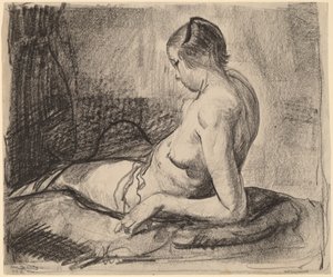 リクライニングする裸の少女、1919年。