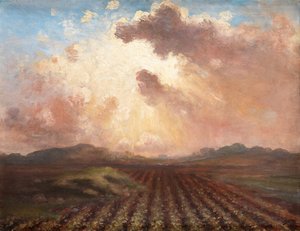 フィールドでの夜（キャンバスに油彩） 作： George William Russell