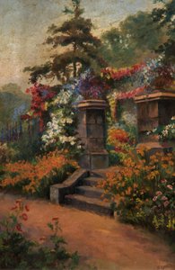 夏の庭、未定（キャンバスに油彩） 作： George Wimpenny