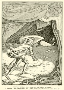 死の影の谷に入るクリスチャン（彫刻 作： George Woolliscroft Rhead
