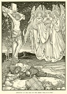 十字架の下のキリスト教信者（エングレービング 作： George Woolliscroft Rhead