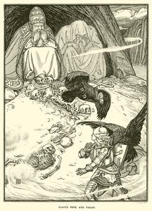 巨人の教皇とパガン（エングレービング 作： George Woolliscroft Rhead