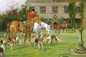The Meet at Avesbury Manor, Wiltshire (キャンバスに油彩) 作： George Wright
