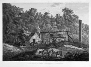 フランシス・チェシャム（1749-1806）1788によって彫刻された、シュロップシャーのブローズリー近くの炭坑の口の眺め 作： George after Robertson