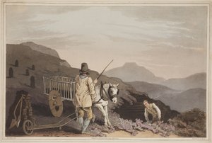 1814年にロバートハヴェルによって彫刻された、ヨークシャーのコスチュームからの泥炭カート（アクアチント色） 作： George after Walker