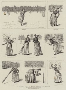 女子クリケットの試合、ハロー対ピンナー 作： George du Maurier