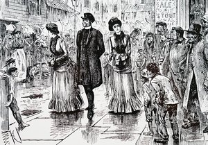 下層階級の視察。ジョージ・デュ・モーリア（1834-1896）によるもので、フランス系イギリス人の漫画家・作家 作： George du Maurier
