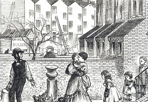 急速な都市の拡大とジェリービルディングをコメントした漫画 作： George du Maurier