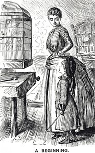 イギリスでの籠の中の鳥の人気を評した漫画 作： George du Maurier